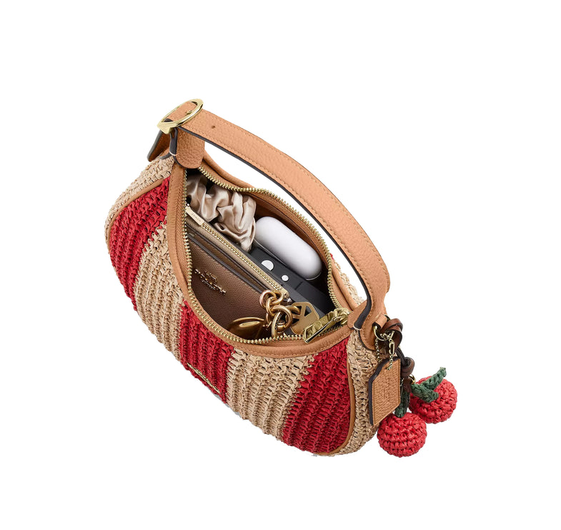 Coach Women's Emily Shoulder Bag With Charm Gold/Red/Tan