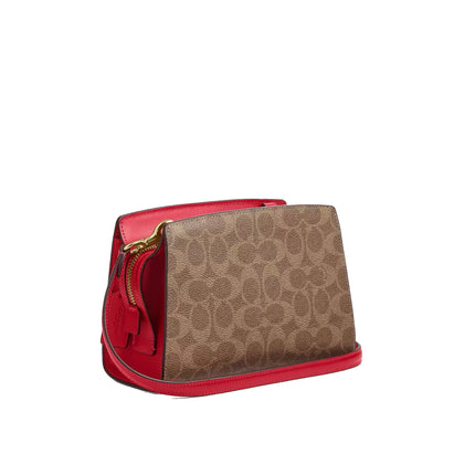 Coach Women's Gia Crossbody Bag In Signature Canvas Gold/Tan/Carnation