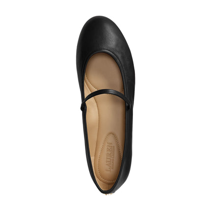 Polo Ralph Lauren Women's Jayna Nappa Leather Mary Jane Flat Black