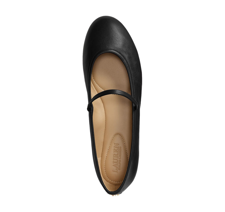 Polo Ralph Lauren Women's Jayna Nappa Leather Mary Jane Flat Black