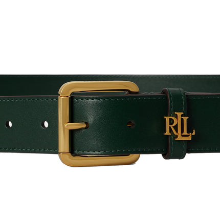 Polo Ralph Lauren Women's Logo Keeper Leather Belt Season Green