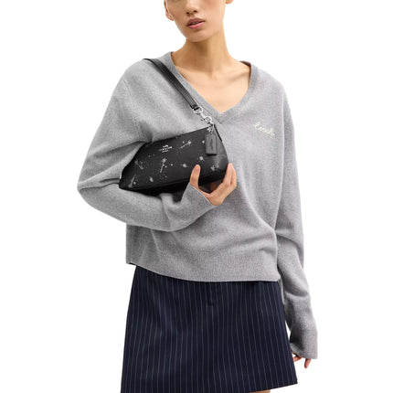 Coach Women's Charlotte Shoulder Bag With Star Print Black/Silver