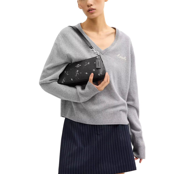 Coach Women's Charlotte Shoulder Bag With Star Print Black/Silver