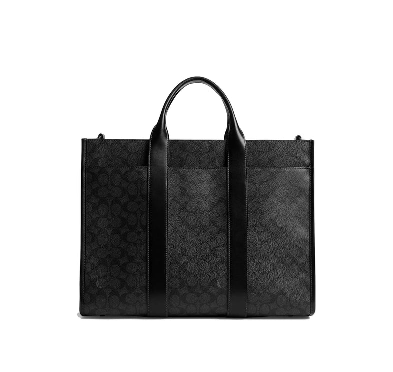 Coach Unisex Wesley Tote In Signature Canvas Charcoal