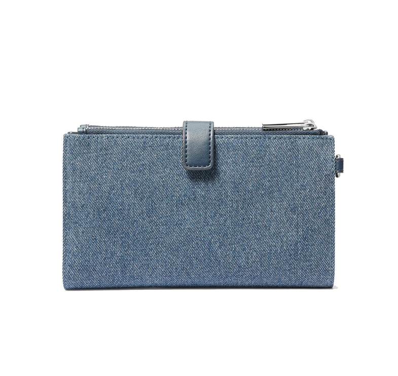 Michael Kors Women's Jet Set Travel Embellished Denim Wristlet Washed Denim