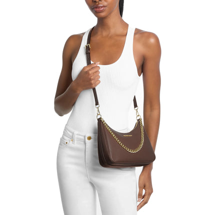 Michael Kors Women's Jet Set Large Pebbled Leather Convertible Crossbody Bag Nutmeg