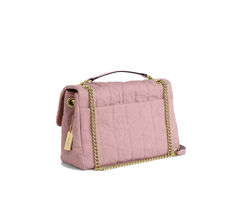 Coach Women's Elodie Crossbody Bag In Loved Denim With Quilting Gold/Light Pink