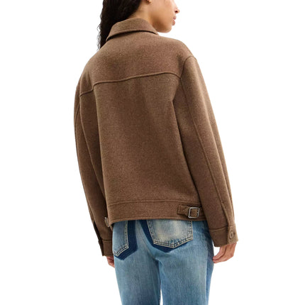 Coach Women's Zip Front Wool Jacket Teddy Bear