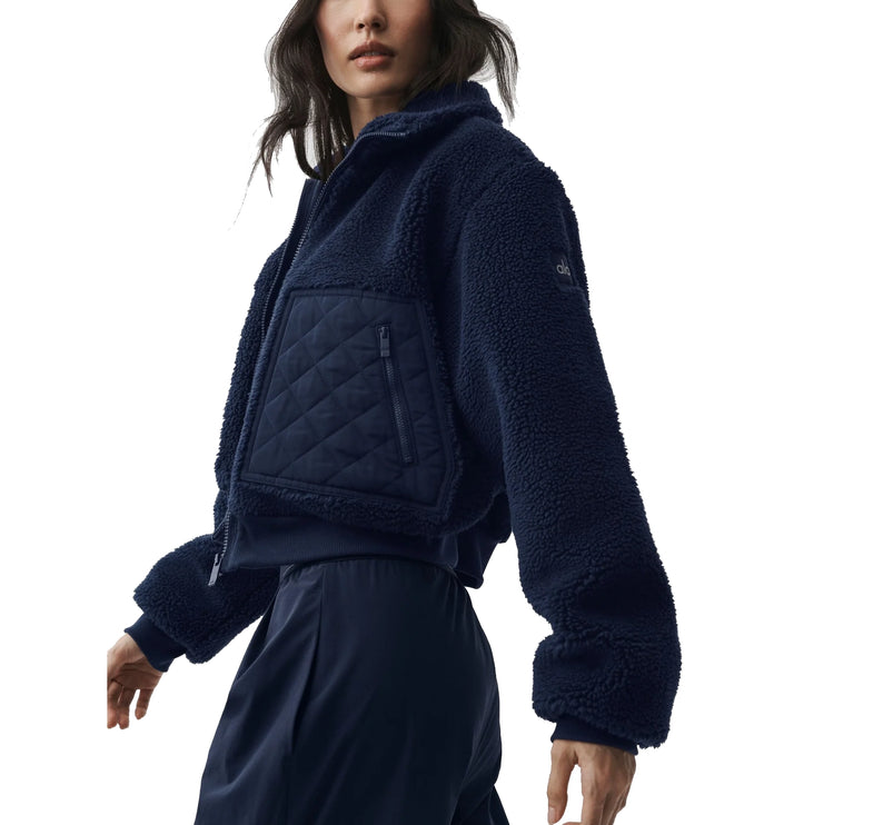 alo Women's Sherpa Edge Bomber Navy