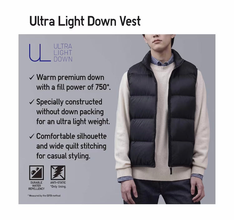 Uniqlo Men's Ultra Light Down Vest 68 Blue
