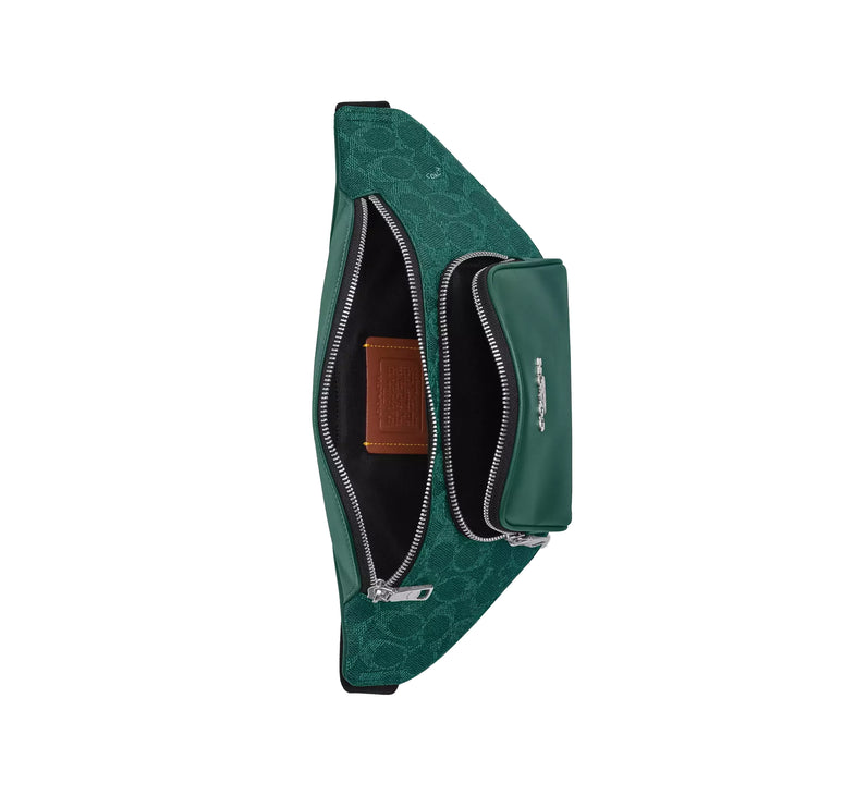 Coach Unisex Racer Small Belt Bag In Signature Canvas Silver/Sea Green