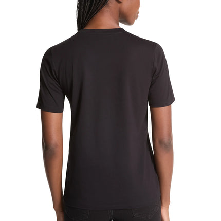 Michael Kors Women's Studded Logo Charm Organic Cotton Jersey T-Shirt Black