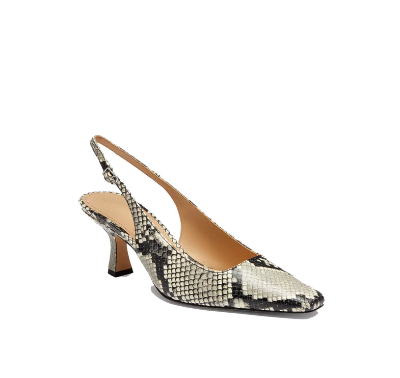Coach Women's Slingback Heel With Snake Print Natural
