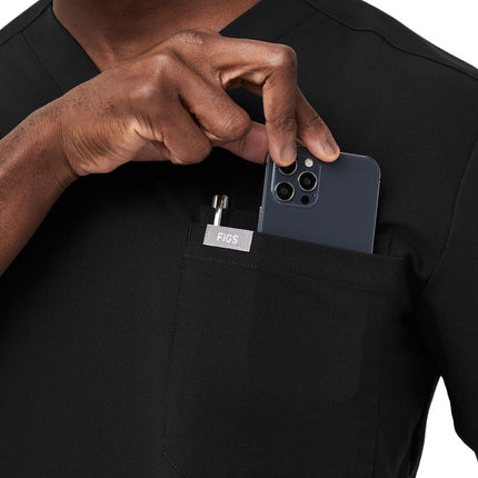 FIGS Men's Leon Three Pocket Scrub Top Black