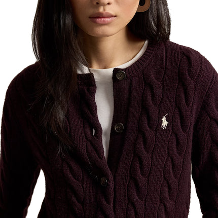 Polo Ralph Lauren Women's Cable-Knit Wool-Cashmere Cardigan Damson Melange