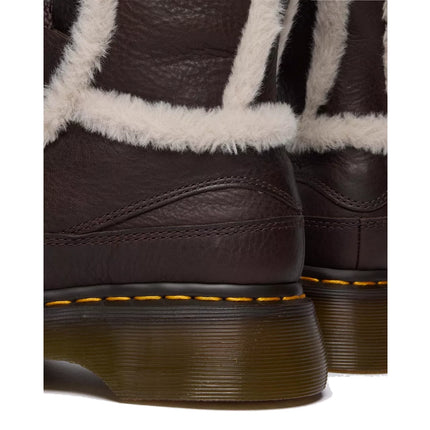 Dr. Martens Women's Buzz Lace Up Faux Fur Lined Grizzly Leather Boots Dark Brown