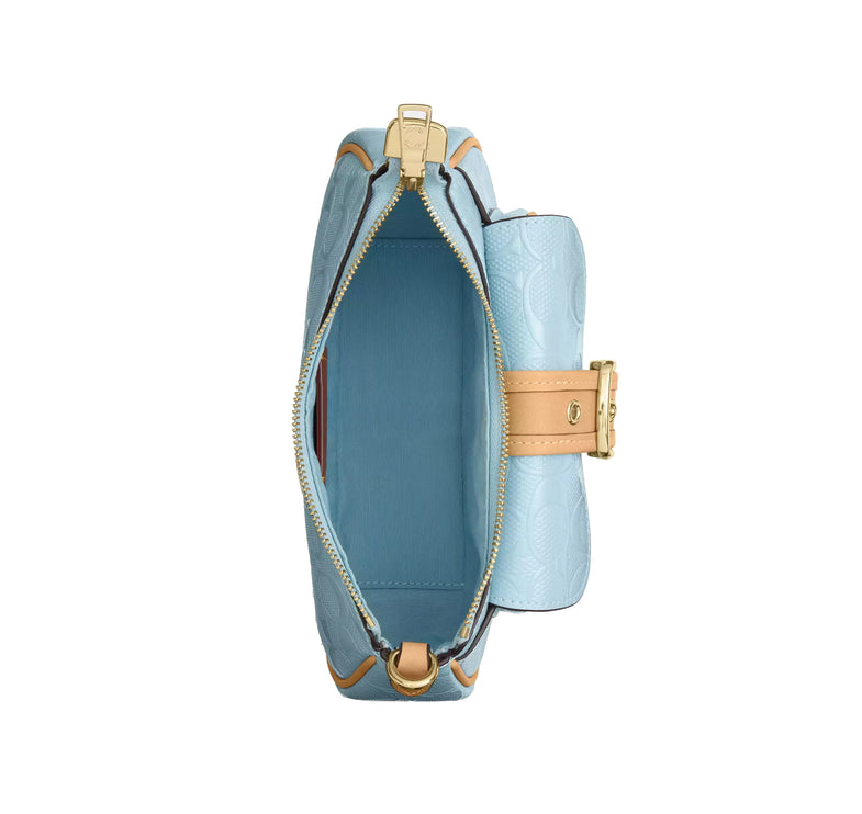 Coach Women's Ashton Mini Shoulder Bag In Signature Leather Gold/Light Blue