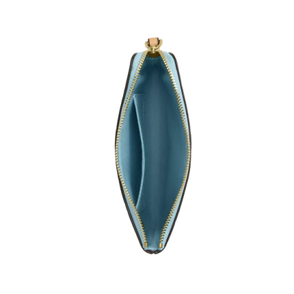 Coach Women's Corner Zip Wristlet In Signature Leather Gold/Light Blue