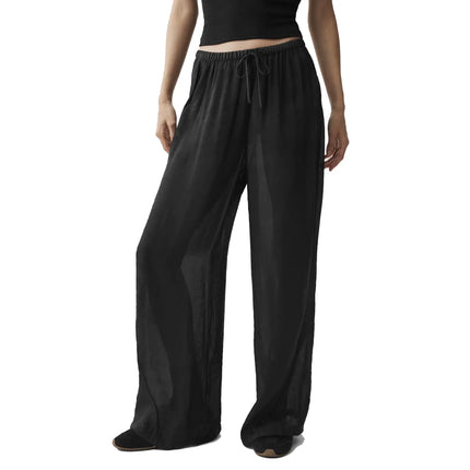 alo Women's Semi-Sheer Golden Hour High-Waist Straight Leg Pant Black