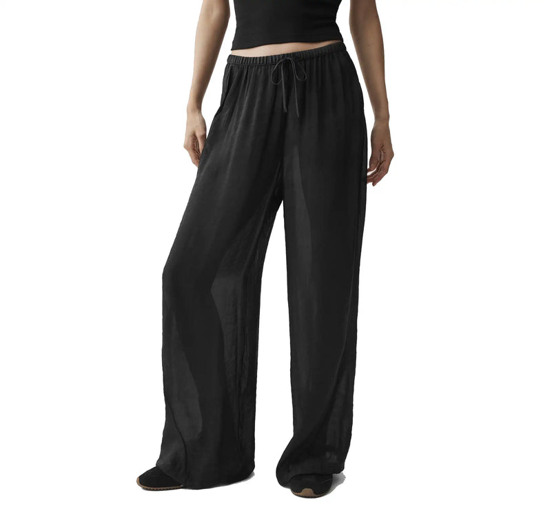 alo Women's Semi-Sheer Golden Hour High-Waist Straight Leg Pant Black