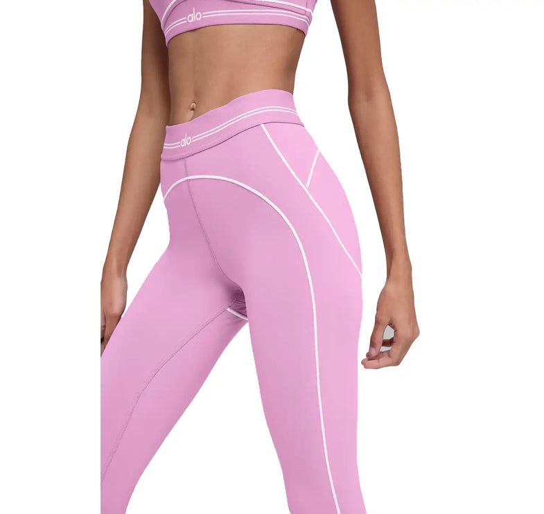 alo Women's Airbrush High-Waist 7/8 Heart Throb Legging Candy Heart Pink/White