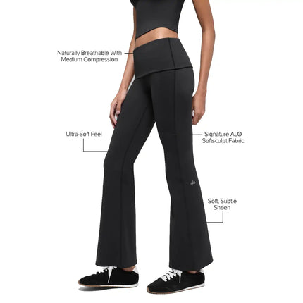alo Women's ALO Softsculpt 7/8 Foldover Flare Legging Black