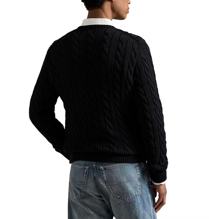 Polo Ralph Lauren Men's Cable-Knit Cotton Sweater Black
