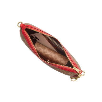 Coach Women's Aria Shoulder Bag In Signature Canvas Gold/Tan/Carnation