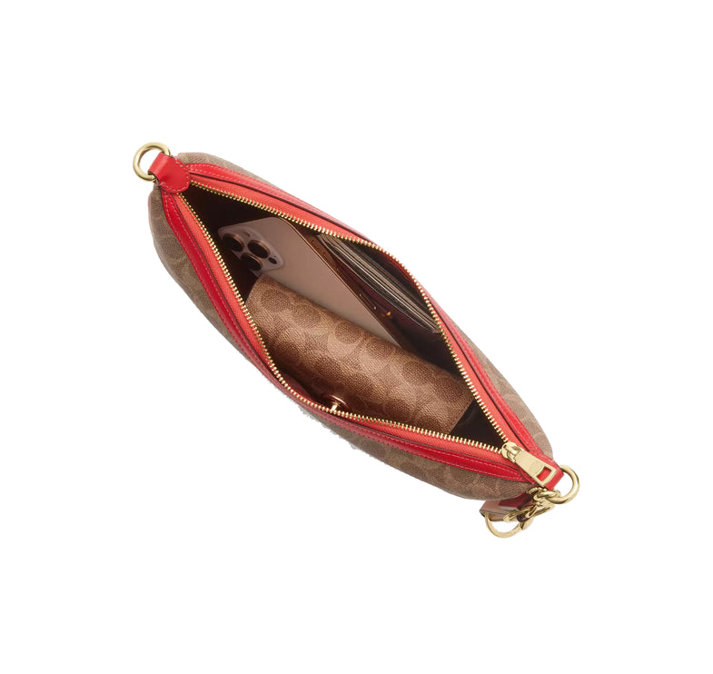 Coach Women's Aria Shoulder Bag In Signature Canvas Gold/Tan/Carnation