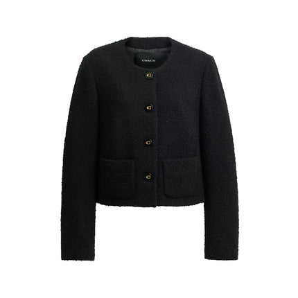 Coach Women's Boucle Cardigan Jacket Black