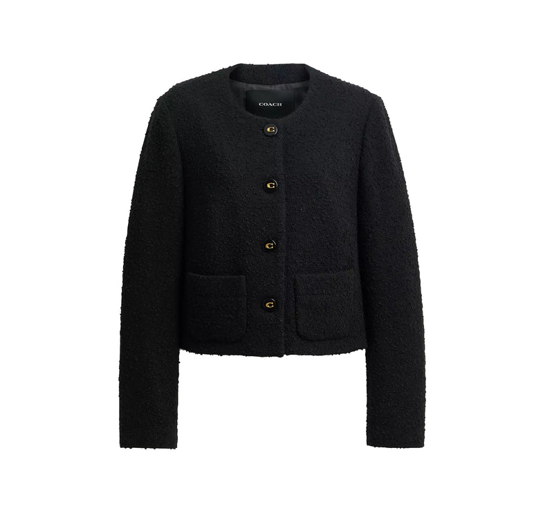 Coach Women's Boucle Cardigan Jacket Black