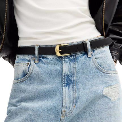 Coach Women's C Harness Buckle Belt, 25 Mm Gold/Black