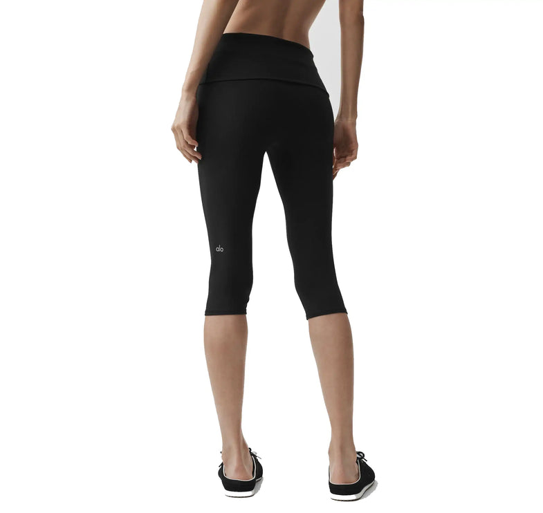 alo Women's ALO Softsculpt Low-Rise Foldover Capri Black