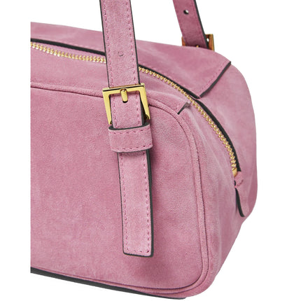 Versace Women's Versace Tag Suede Bowling Bag Pink