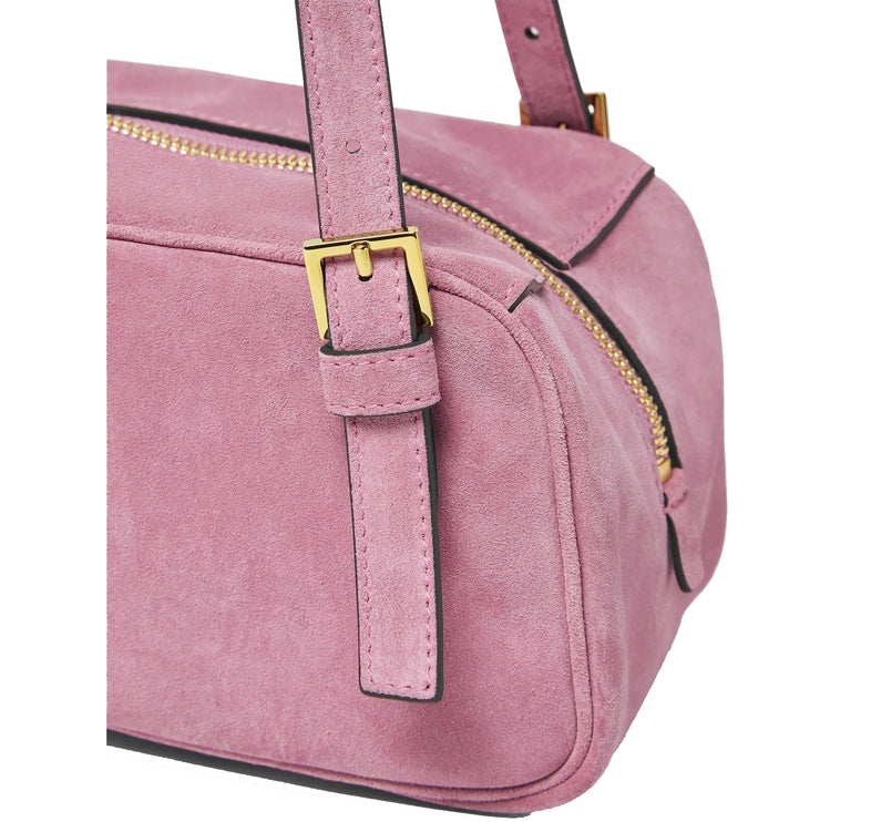 Versace Women's Versace Tag Suede Bowling Bag Pink