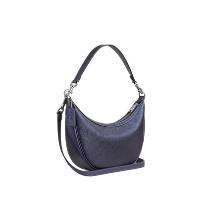 Coach Women's Aria Shoulder Bag In Signature Canvas Silver/Blue/Navy