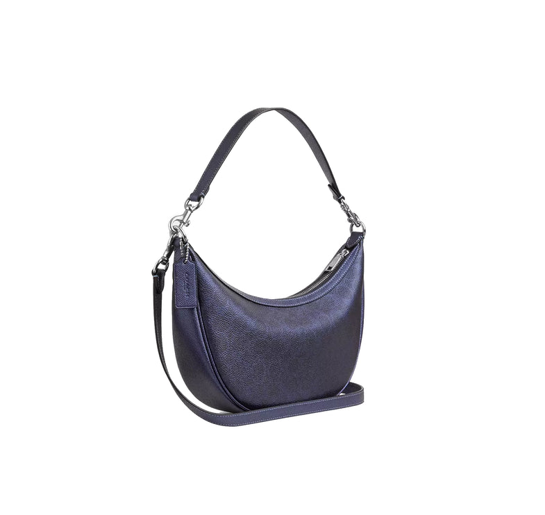 Coach Women's Aria Shoulder Bag In Signature Canvas Silver/Blue/Navy
