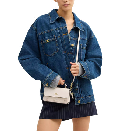 Coach Women's Mini Josie Top Handle Bag With Star Print Gold/Chalk Multi