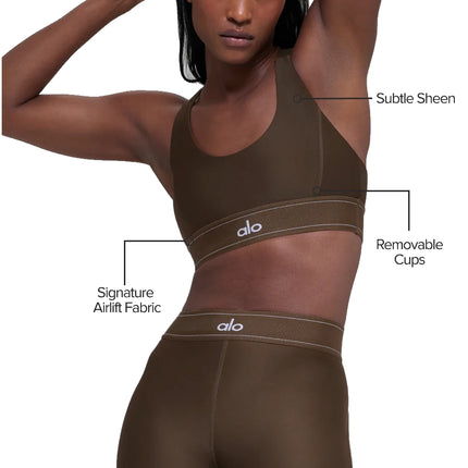alo Women's Airlift Suit Up Bra Espresso