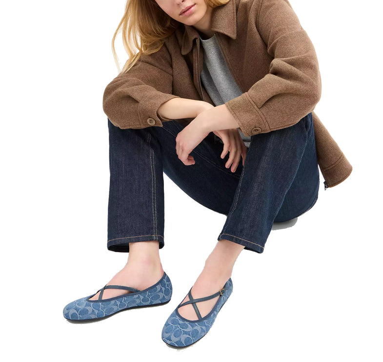 Coach Women's Phoebe Ballet Flat In Signature Denim Indigo
