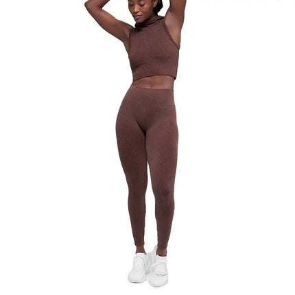 alo Women's Seamless High-Waist Two Tone Rib Legging Brownstone Heather
