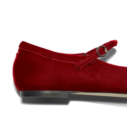 AEYDE Women's Uma Velvet Mary Jane Flats Red Velvet