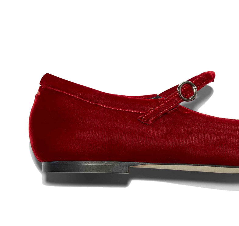 AEYDE Women's Uma Velvet Mary Jane Flats Red Velvet