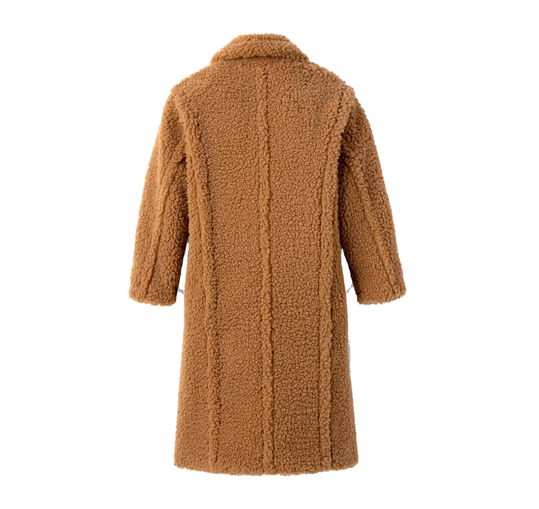 UGG Women's Gertrude Long Teddy Coat Chestnut