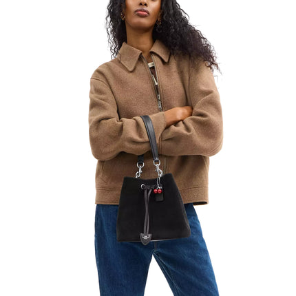 Coach Women's Rowan Bucket Bag With Cherry Charm Black/Silver