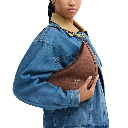 Coach Women's Aria Shoulder Bag In Signature Canvas Gold/Brown/Copper