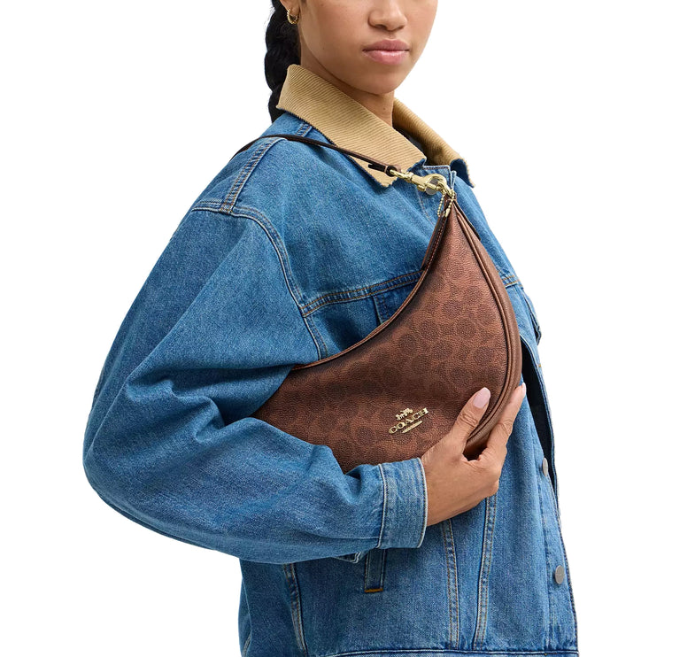 Coach Women's Aria Shoulder Bag In Signature Canvas Gold/Brown/Copper