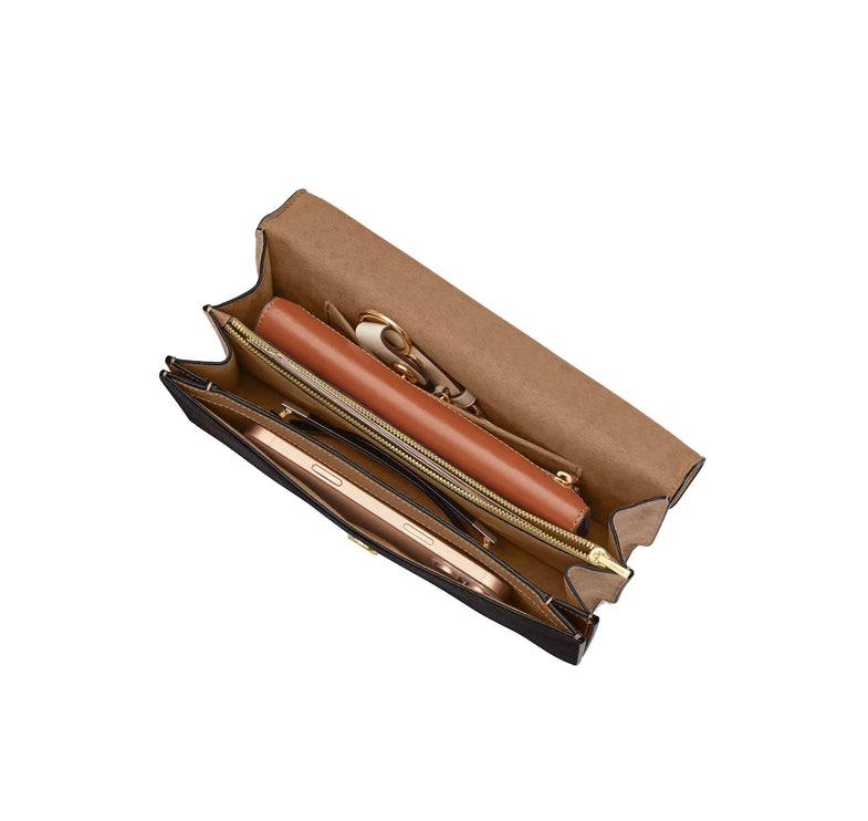 Coach Women's Klare Envelope Crossbody Bag In Blocked Signature Canvas Gold/Walnut/Tan