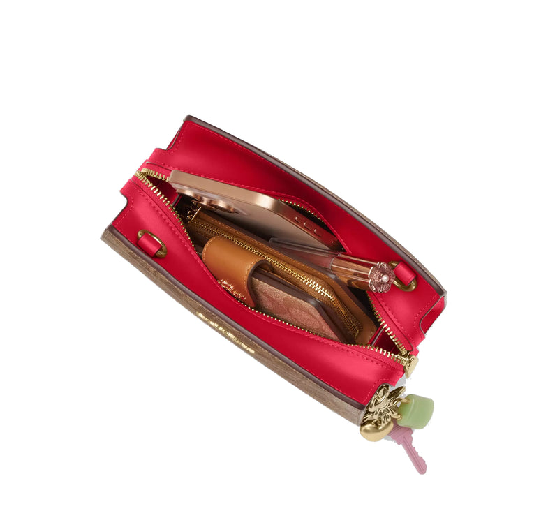 Coach Women's Gia Crossbody Bag In Signature Canvas Gold/Tan/Carnation