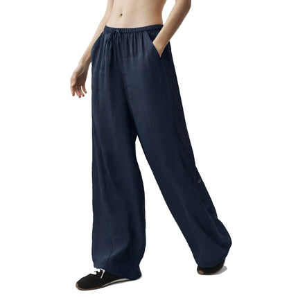 alo Women's Semi-Sheer Golden Hour High-Waist Straight Leg Pant Navy